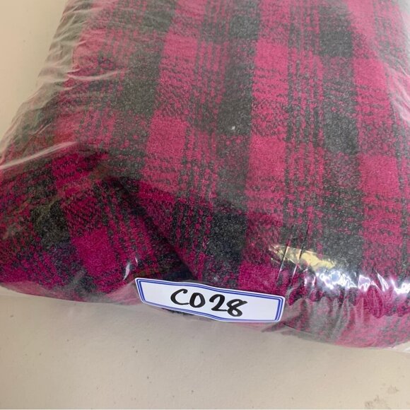 Vintage Pink Plaid Wool Blend Double Breasted Blazer Preppy Jacket No Size Tag - Picture 14 of 14